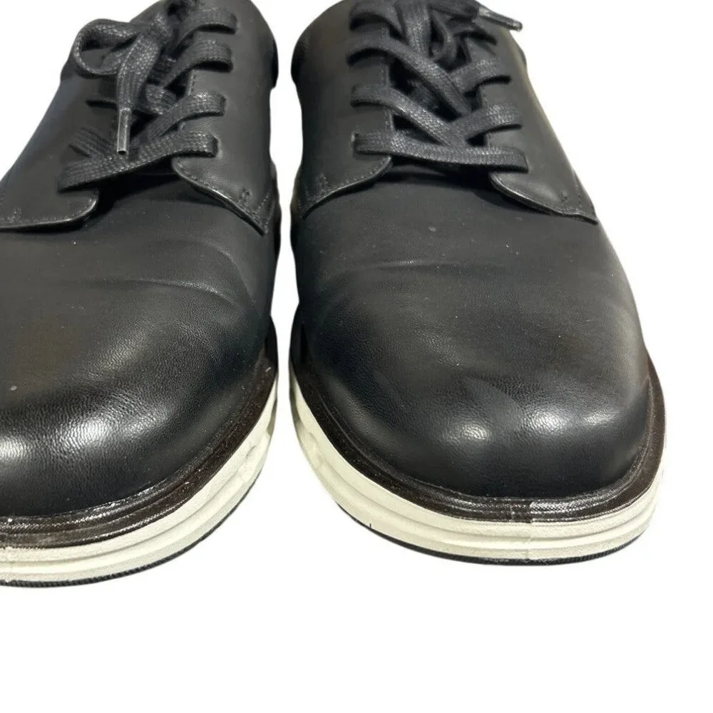 Lands' End Mens Size 11 Black Faux Leather Lace Up Sport Oxford Casual Shoes